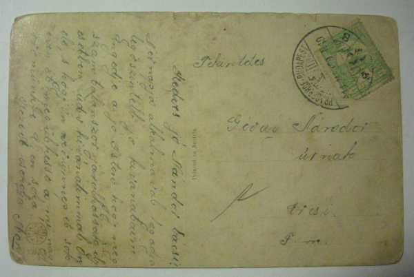 Postkarte aus Ungarn (1909)